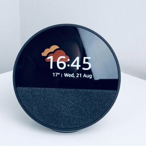 Amazon Echo Spot BV84J9 Smart Alarm Clock W/ Alexa 2.8” Display W/ Adapter Great